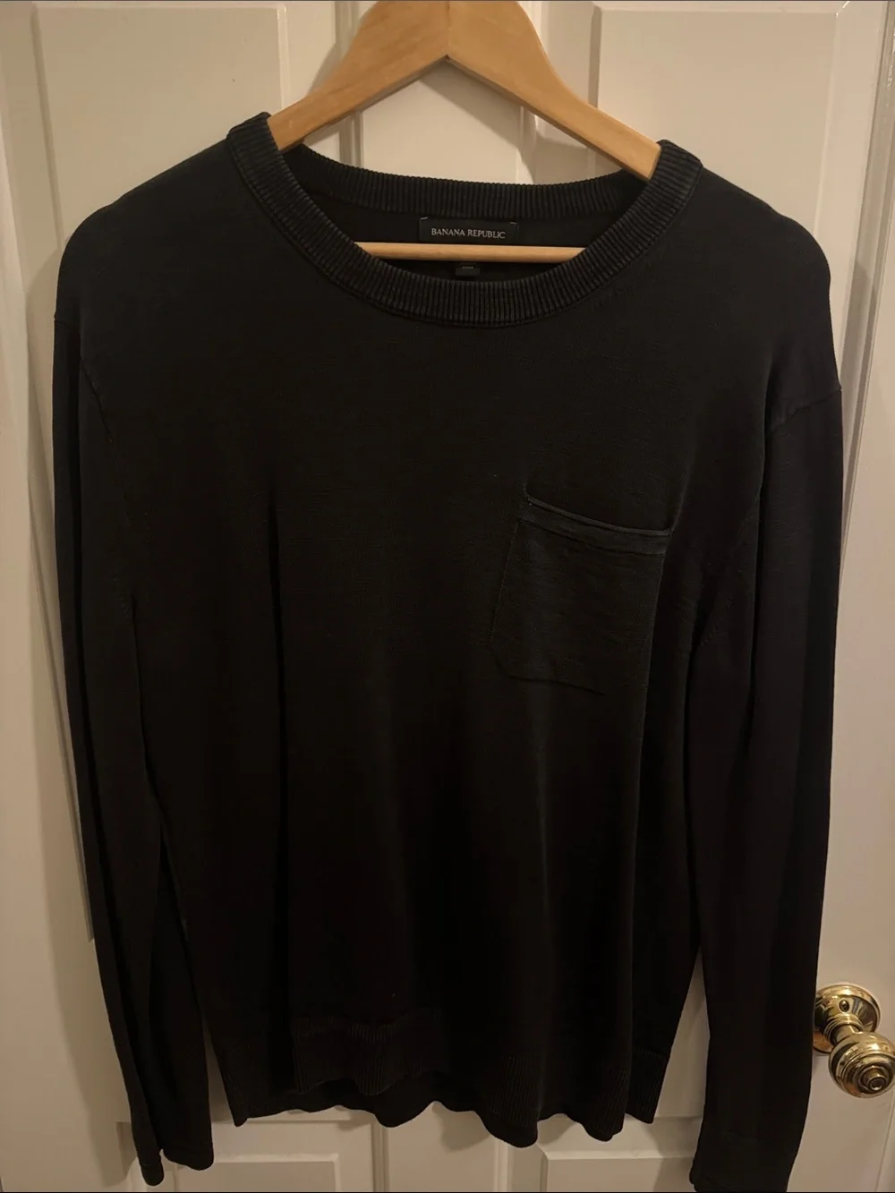 Banana Republic Men’s Black Crewneck Sweater with Chest Pocket